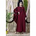 Embroidered abaya with Butterfly sleeves- Maroon
